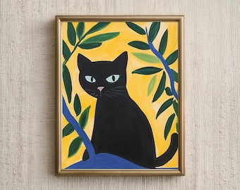 アンリ・マティスのデジタルプリント、マティスの黒猫の花のウォール