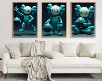 KAWS Graffiti Poster Set of 3, KAWS Figure Poster Set of 3, Hypebeast Toys Poster Set, Hypebeast Wall Art (Digital Download)