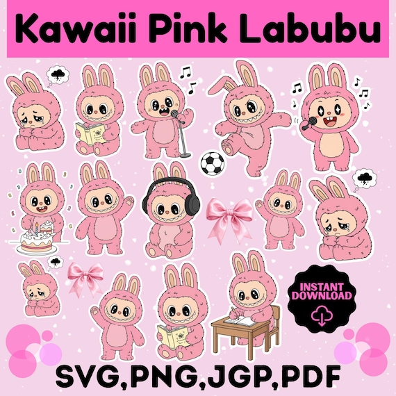 Labubu Character Svg, Valentine Day Gift, Labubu Svg Bundle, Labubu Stickers, Labubu Doll Clipart, Instant Digital Download