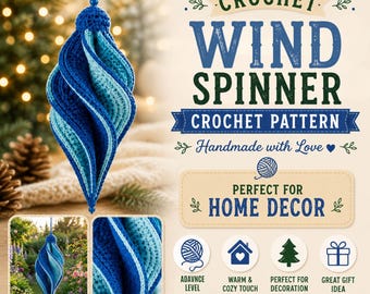 Crochet Wind Spinner Pattern PDF: 3D Twisted 6 Panel Wind Spinner, Decor, Hanging Ornament Pattern, Advance  Crochet, Instant Download