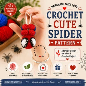 Schema per ragno all'uncinetto, portachiavi amigurumi supereroe, decorazione per la casa, ciondolo per borsa (PDF), decorazione per specchietto auto, regalo per principianti all'uncinetto