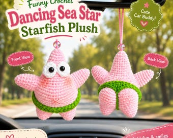 Häkelanleitung für einen tanzenden Ballett-Seestern (PDF): Pfirsichfarbener Stern als Amigurumi, Autoanhänger, lustiges handgemachtes Geschenk für Patrick (Digitaler Download)