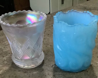 Summit Glass Company \u2013 Westmoreland Picnic Basket Covered Dish \u2013 Bermuda Blue Carnival Glass \u2013 1980's Summit Glass Company \u2013 Westmoreland Picnic Basket Covered Dish \u2013 Bermuda Blue Carnival Glass \u2013 1980's