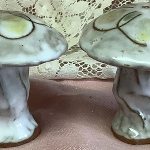 Vintage Mushroom Pottery Salt Pepper Shaker 2 Piece Set
