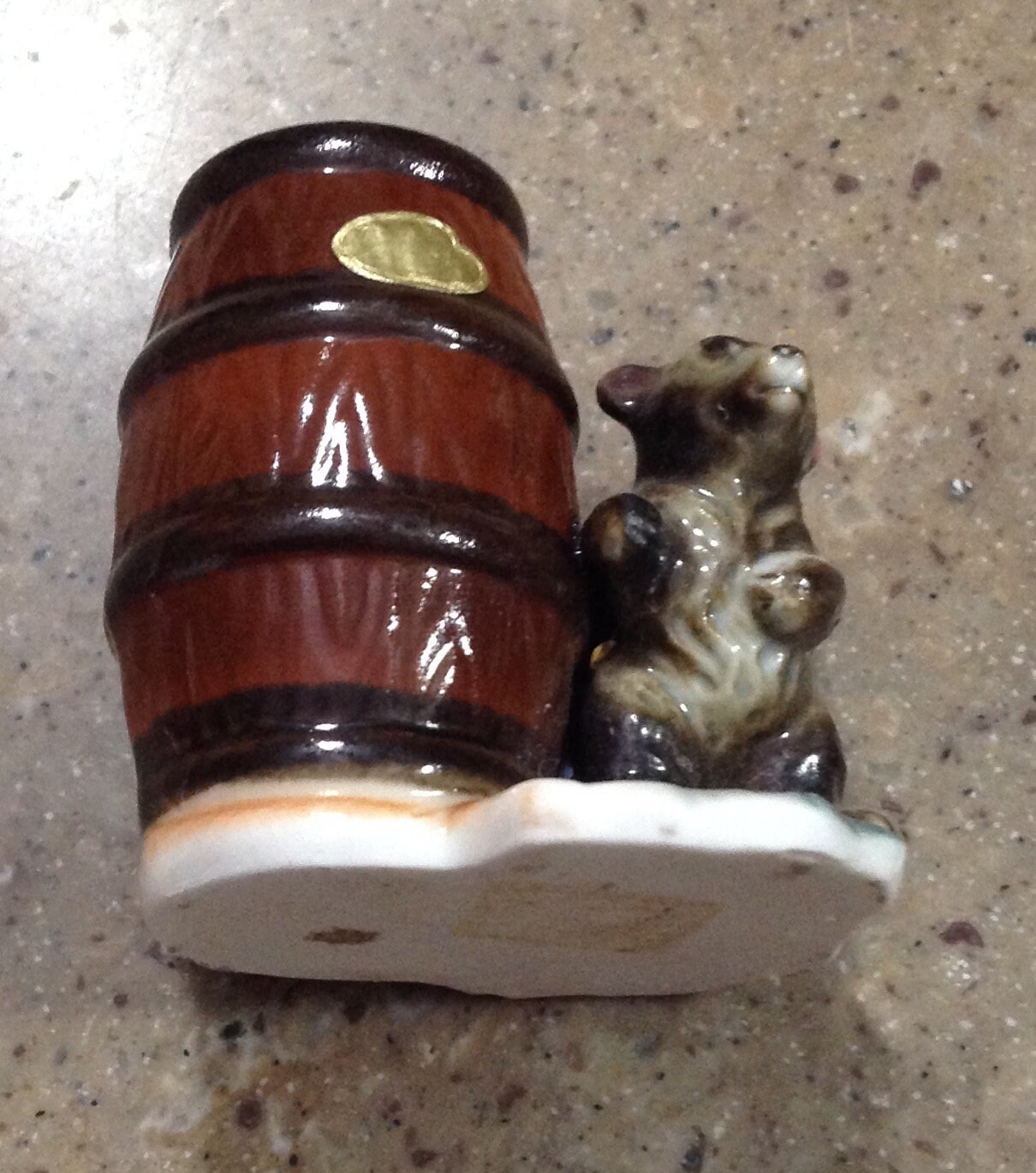 Vintage Grizzly Bear Toothpick Holder Figurine Label Porcelain Etsy