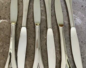 Vintage Oneida Community Royal Flute Silverplate Dinner Knife 6 Piece Set