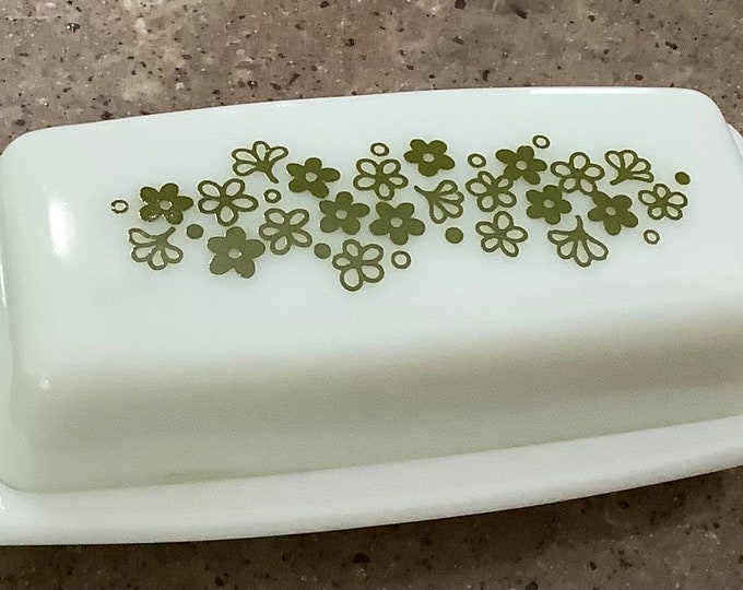 Vintage Pyrex Green Crazy Daisy Butter Dish With Lid Spring Blossom Corning Etsy