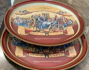 Vintage Miller Beer Tray Metal Oval Birth of a Nation 4th July