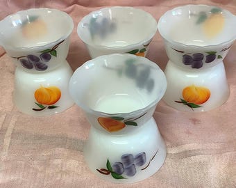 Fire King Gay Fad Fruit Custard Ramekin 8 Piece Glass Set 6 Ounce