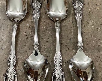 Vintage Oneida Renoir Pembrooke Stainless Teaspoon 4 Piece Flatware Set