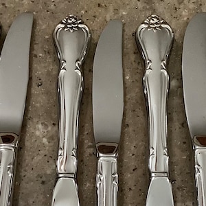 Vintage Oneida True Arbor Rose Dinner Knife 8 Piece Stainless Flatware Set