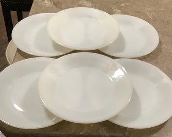 Vintage Fire King Ivory Dinner Plate 6 Piece Glass Set