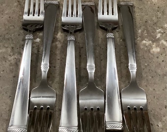 Vintage Mikasa Rope Stainless Dinner Fork 6 Piece Flatware Set