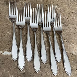 Vintage Interpur IRN5 Dinner Fork 8 Piece Stainless Steel Flatware Set Japan