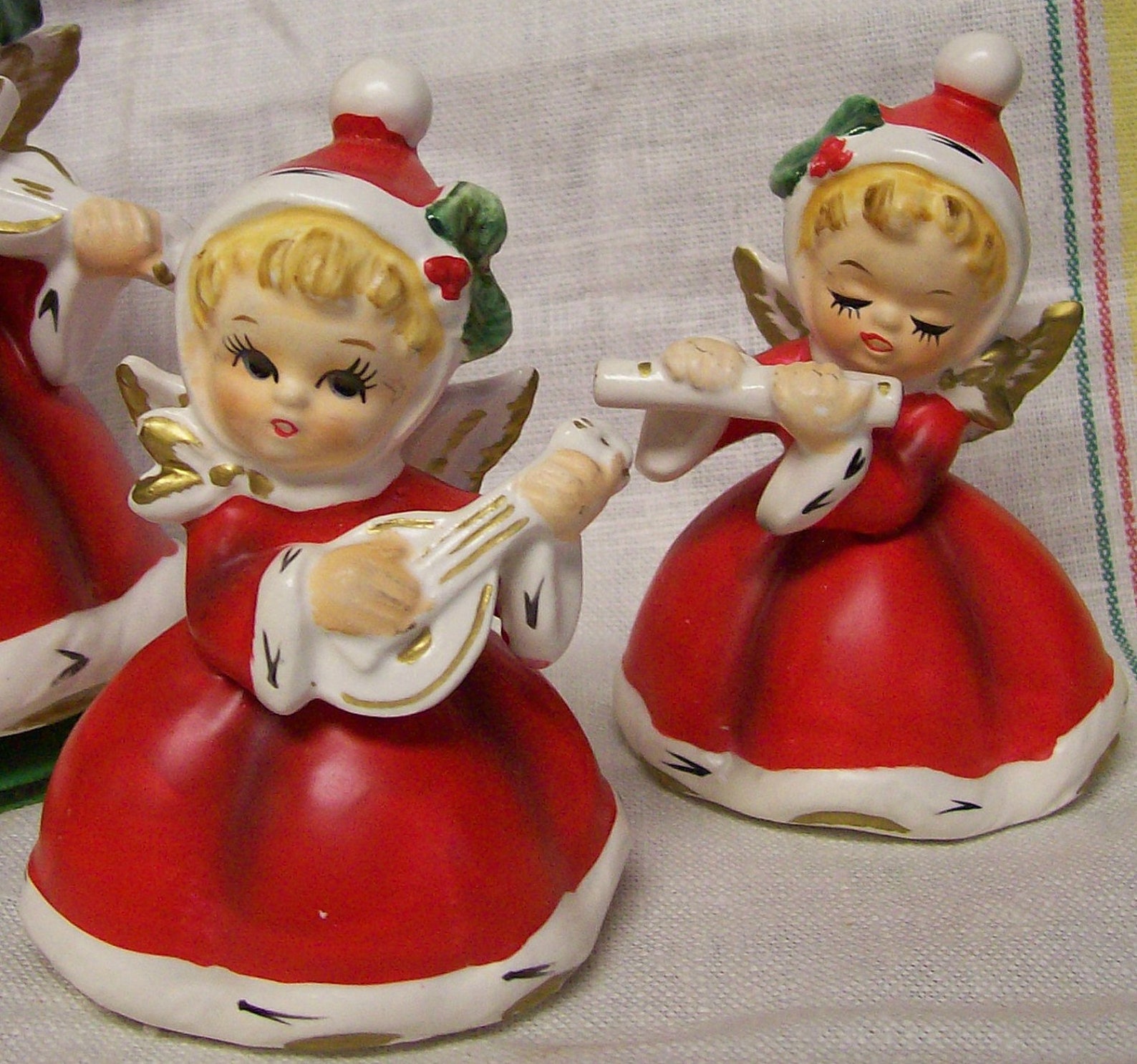 Darling Vintage Christmas Angel Figurine Lot of 4 Napcoware Etsy