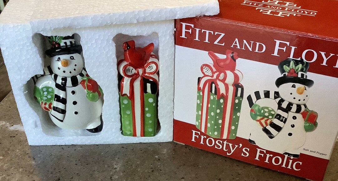 Vintage Fitz and Floyd Frosty's Frolic Christmas Salt Pepper Shaker Set ...