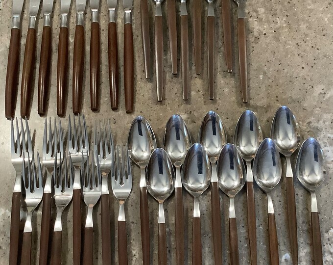 Vintage Ekco Canoe Muffin 34 Piece Stainless Flatware Set Etsy