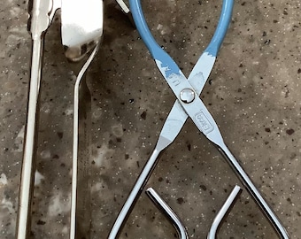 Vintage Ekco Stainless Tong Miracle Can Opener 885 Set 2 Piece