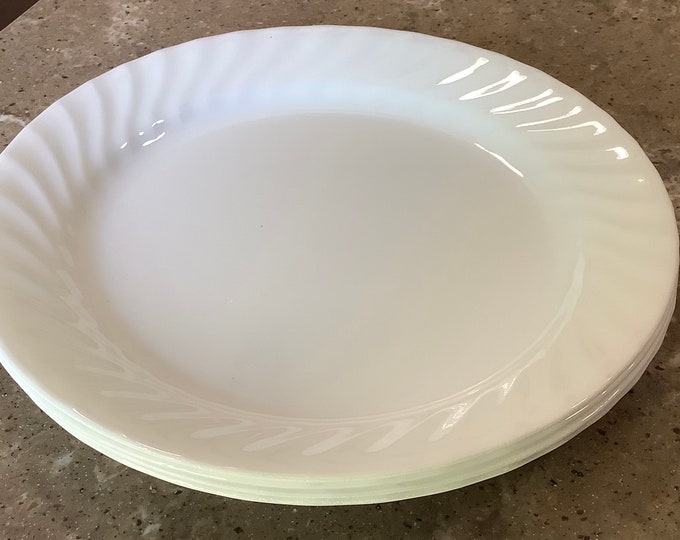 Vintage Corelle Swirl Enhancements White Dinner Plate 4 Piece Set Etsy