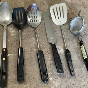 Vintage Ekco Stainless Utensil 6 Piece Farmhouse Kitchen Set Sharp Cutter