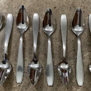 Vintage Grapefruit 8 Piece Stainless Fruit Spoon Flatware Set