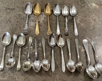 Vintage Silverplate Demitasse Spoon 18 Piece Set Ornate Mismatched