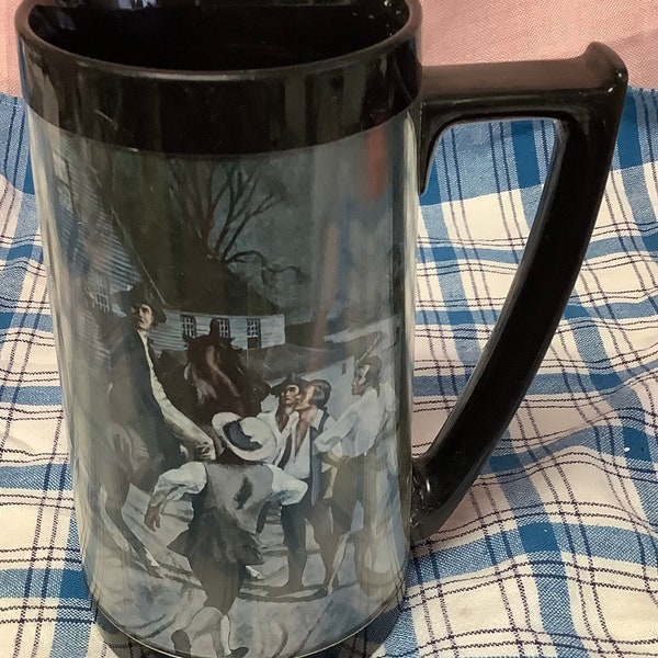 Vintage West Bend Thermo Serv Insulated Beer Mug Midnight Ride of Paul Revere
