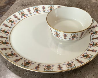 Vintage Lenox Lido Serving 24 Kt Serving Platter Plate Bowl 2 Piece Set