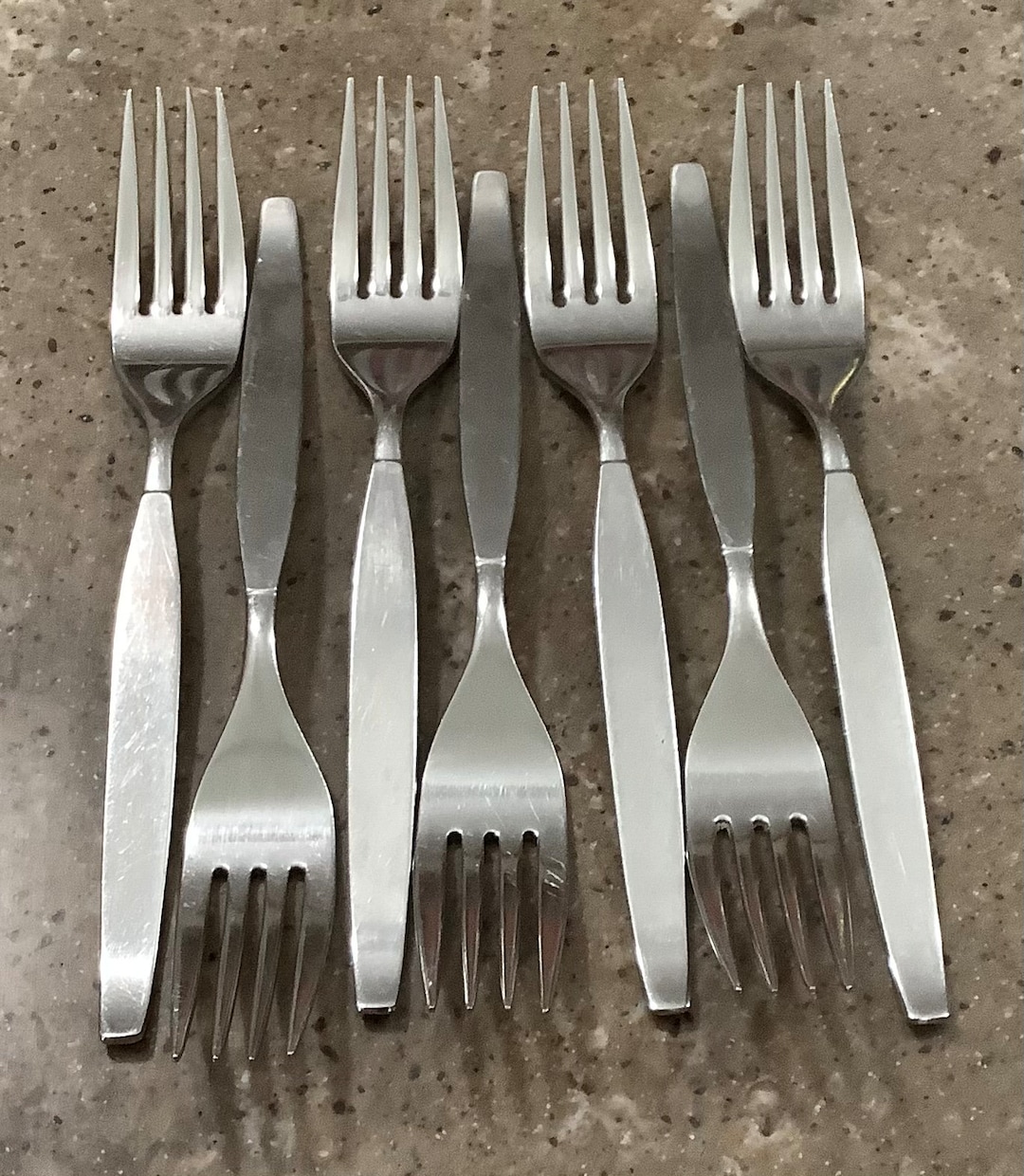 Vintage Oneida Frostfire Stainless Dinner Fork 7 Piece Flatware Set Etsy