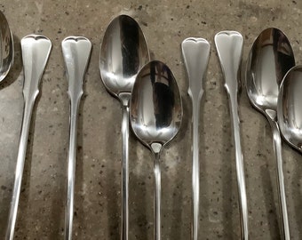 Vintage Oneida Patrick Henry Stainless Iced Teaspoon 12 Piece Flatware Set Betty Crocker