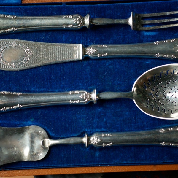 RESERVED. Napoleon III engraved silver serving pieces