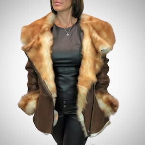 Genuine Shearling Leather Jacket | Long-Hair Toscana Coat with Hood | Free Shipping | Gift for Her | Made to Order Premium Quality Jackets