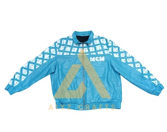 Men's Cowhide Leather Bomber Jacket: Classic MCM Style