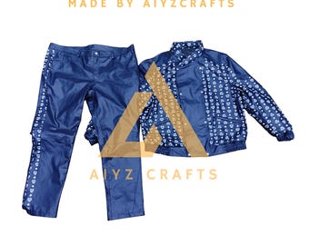 Handmade MCM Leather Suit: Men's Luxury Bomber Jacket & Trousers