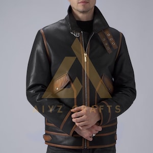 Men Cowhide Leather Biker Jacket,Leather Jacket For Men
