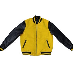 Chaqueta bomber de piel de oveja auténtica para hombre, chaqueta universitaria con bolsillo en la manga para hombre,