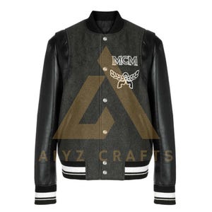 Chaqueta bomber de piel de cordero auténtica hecha a mano para hombre, chaqueta bomber MCM, chaqueta de cartero MCM, chaqueta universitaria MCM, chaqueta de moda MCM, MCM