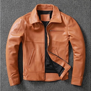 Chaqueta de moda de piel de oveja genuina para hombre,