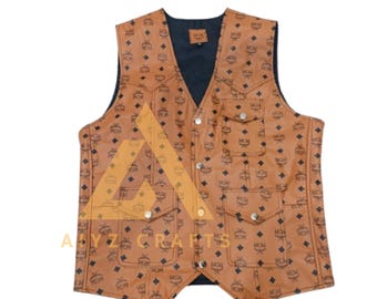 Men MCM Genuine Leather Western Cowboy Vest, Men Western Genuine Leather Waistcoat, Men MCM Motorcycle Vest, Men Biker Leather Vest