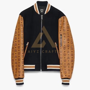 Men Handmade Genuine lamb Skin Leather Bomber Jacket, MCM Bomber Jacket, MCM Postmen Jacket, Mcm Varsity Jacket, Mcm Fashion Jacket, MCM