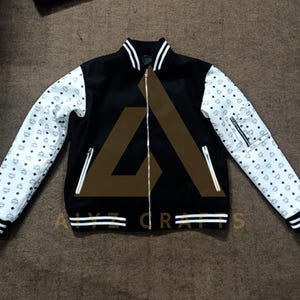 Handmade Lambskin Leather Bomber Jacket: MCM Varsity Style