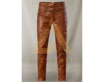 Men's Custom Sheepskin Leather Pants: Fashion Costume Pant
