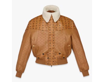 Men's Cowhide Leather Bomber Jacket: Classic MCM Style, MCM