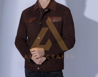 Men's Brown Suede Leather Fashion Jacket
