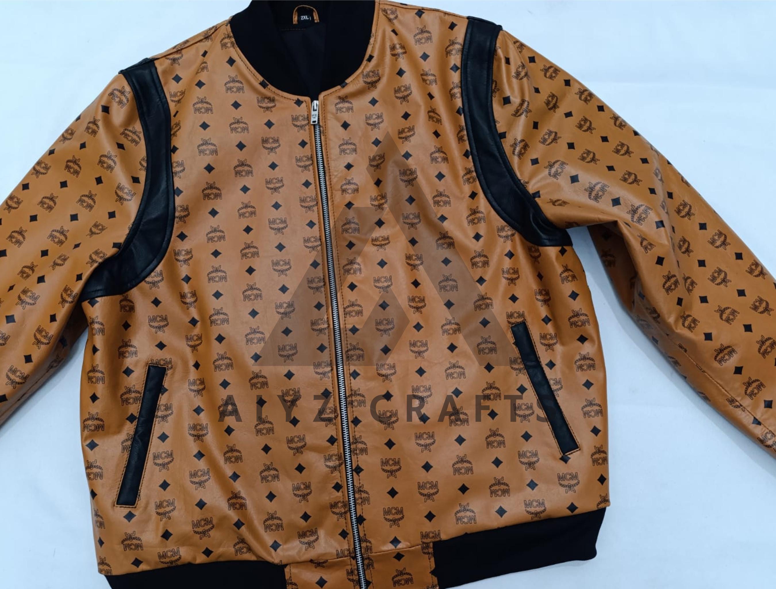 Men's Cowhide Leather Bomber Jacket: Classic MCM Style, MCM - Etsy