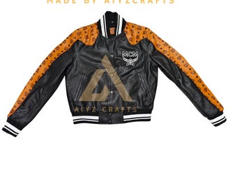 Men's Cowhide Leather Bomber Jacket: Classic MCM Style, MCM