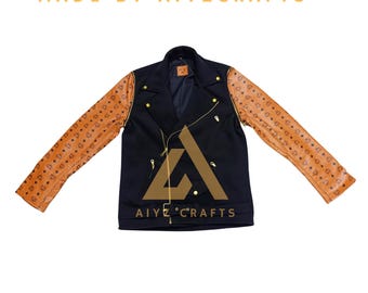 Men Handmade Genuine lamb Skin Leather Bomber Jacket, MCM Bomber Jacket, MCM Postmen Jacket, Mcm Varsity Jacket, Mcm Fashion Jacket, MCM