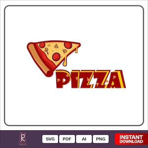 Pizza Design Illustration - Cute Pizza Wall Art, Printable Decor for Kitchen, Dining, Fun & Whimsical Food Art, Instant Download