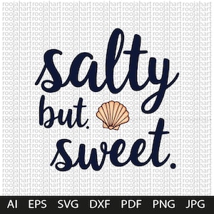 Salty But Sweet SVG Design – Cute Ocean Flavor Quote Clipart – Perfect for Shirts, Mugs, Stickers, Coastal Crafts & Gifts