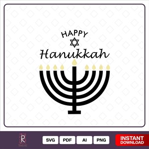 Happy Hanukkah Menorah SVG, Star of David, svg Dxf png cutting files for silhouette or cricu, Instant download
